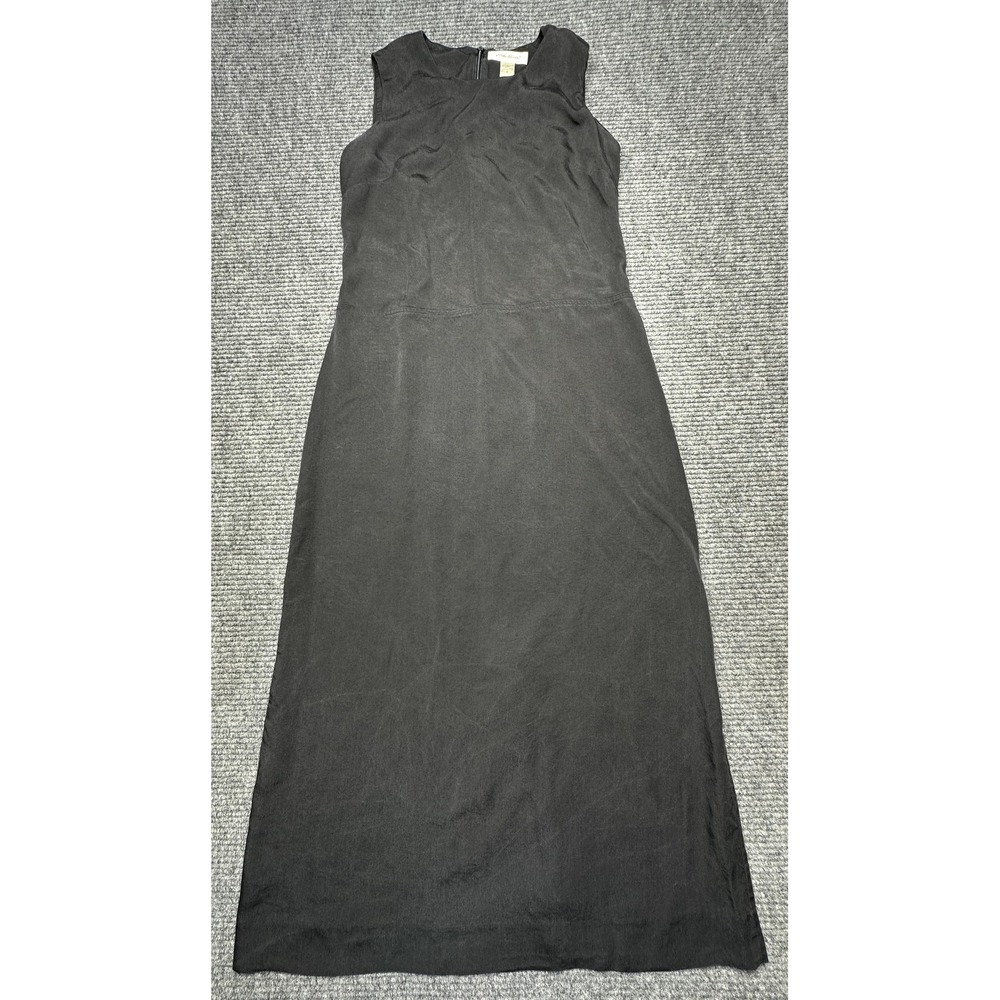 Eddie‎ Bauer Dress Womens 8 Black Sleeveless Maxi Sheath Lyocell Zip Back